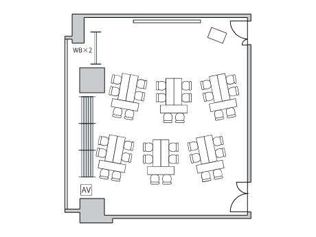 島形式（6名×6島36席）の図