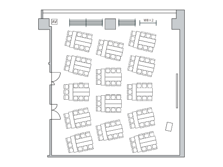 島形式（9名×14島126席）の図