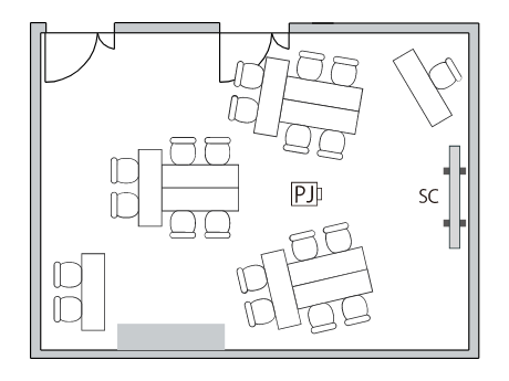 島形式（6名×3島18席）の図